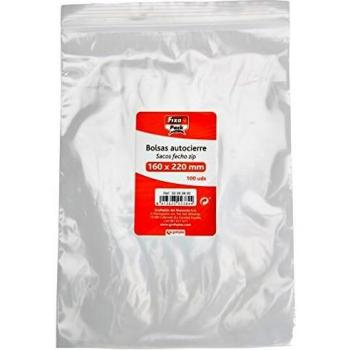 Fixo Pack | 100 Bolsas de Plástico con Autocierre | Transparente | Cierre Superior Zip | Varios Tamaños