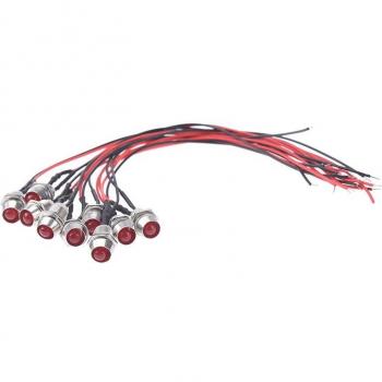 10PCS 8mm Waterproof LED Metal Indicator Lights 12V with Wires - Red, Blue, Green, White