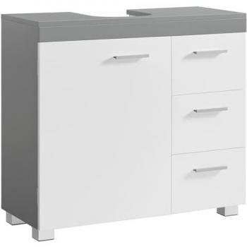Mueble bajo lavabo blanco con pedestal y 3 cajones