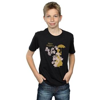 Jongens Disney Bloemen Silhouet T‑shirt Mary Poppins – Zwart
