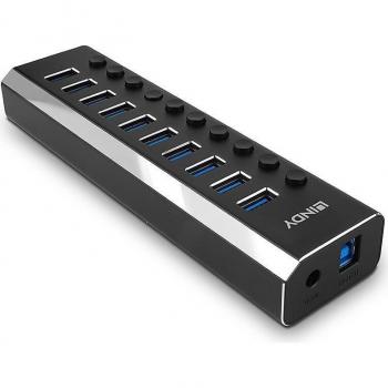 LINDY 43370 - Hub USB 3.0 10 Puertos con Interruptores