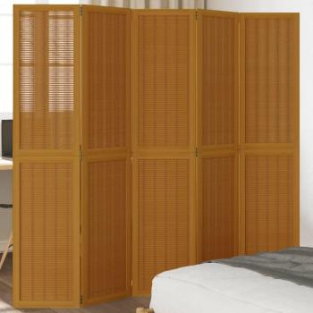VIDAXL - Divisorio Ambienti 5 Pannelli Marrone Legno Massello Paulownia
