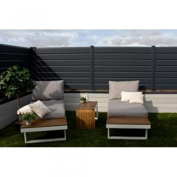 Kit de Clôture CLOSEA - Lame 16cm - PVC Gris - Dimensions: 6m x 1m44