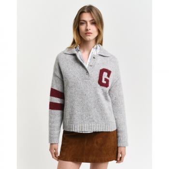 Gant para mujer. 4805289 Jersey tipo polo de punto con G de intarsia gris (XS)
