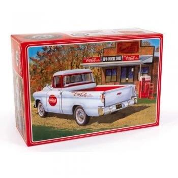 Skill 3 1955 Chevy Cameo Pickup 1:25 Scale Model with Coke Machine and Dolly