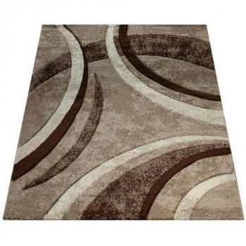 Tappeto Moderno Geometrico a Righe Marrone Beige Crema 160x230 cm - Paco Home