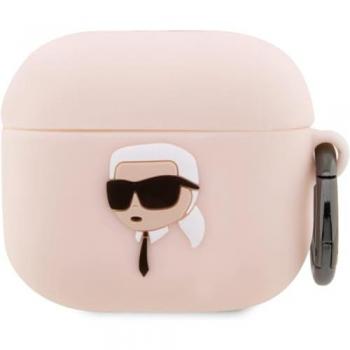 Lagerfeld Signature Silicone AirPods 3 Pink Case with Ring Logo