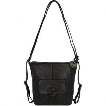 Urban Poets 2nd Harbour Leather Backpack – Black, 32 cm