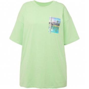 Damen Rundhalsshirt Oversize mit Palmenmotiven, Studio Untold