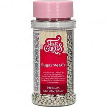 Perlas de Azúcar FunCakes - Plata Metalizado (4 mm) 80 g