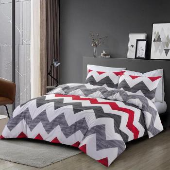 Red Zig Zag Striped Single Duvet Cover Set