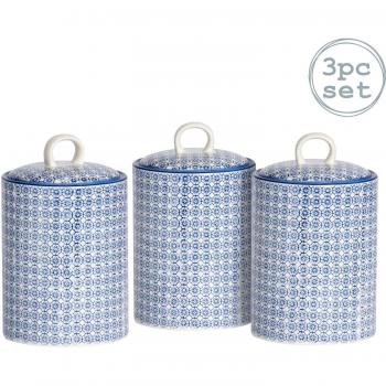 Nicola Spring Hand-Printed Kitchen Canisters 15.5cm Set of 3
