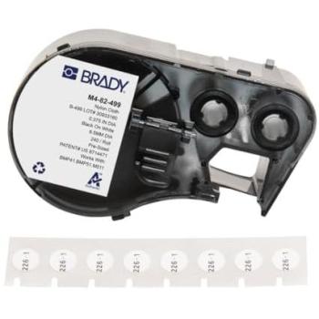 Brady Etikett M4‑82‑499 Nylon Schwarz/Weiß 9,53 mm rund – Permanent‑Label für Labor
