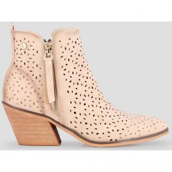 Blogger Tacón Beige Botín Campero Perforado 81273
