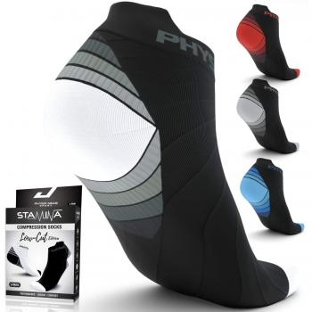 Physix Gear Sport Compression Running Socks for Men & Women - Athletic Low Cut Socks with No Show Ankle Design