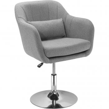 HOMCOM Sedia Girevole a 360° ad Altezza Regolabile, con Cuscino, Supporto Lombare e Bracciolo, 60x60x79-91 cm, Grigio Aosom