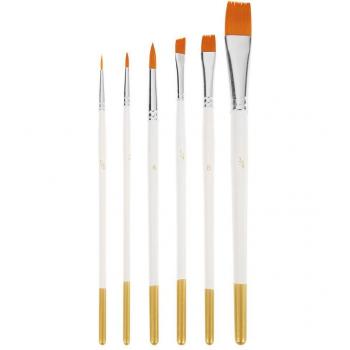 6pcs Nylon Hair Brushes for Oil and Watercolor Painting
