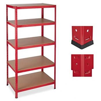 2 x Schwerlastregal 180x90x60 cm, Metall/MDF, rot