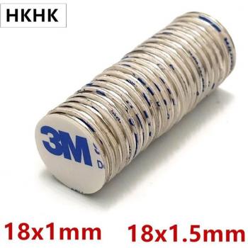 50PCS N52 NdFeB Disc Magnet 18x1.5mm with 3M Adhesive