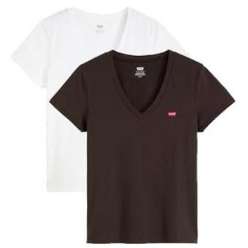 Ensemble de T-shirts Col V Levi's Femme - 2 Pack Blanc & Caviar