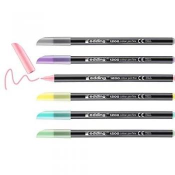 Edding 1200 Fasermaler fein - Bibi & Tina® 6er-Set Pastellfarben - dünne Spitze 1 mm - Filzstift zum Schreiben und Ausmalen