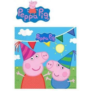 Servilletas de papel Peppa Pig - 20 unidades 33x33 cm