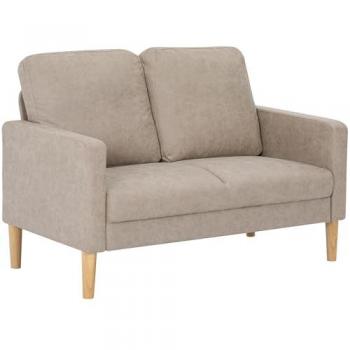 Sofá Moderno Homcom 2 plazas, tapizado microfibra crema, 130x78x85 cm