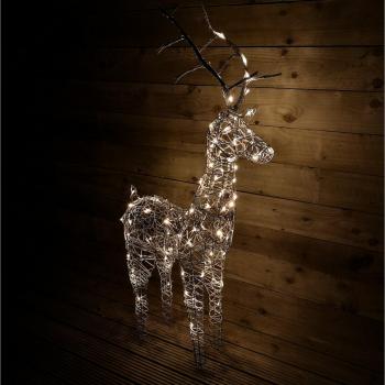 Warm White 1m Outdoor Standing Wicker Reindeer Decoration