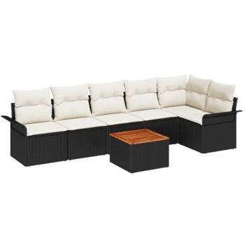 Canapé de Jardin 2 Places – Rangement inclus – Noir & Crème