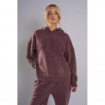 Kaiia Studio Plum Distressed Appliqué Hoodie