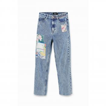 Vaquero Desigual Straight Crop Azul