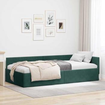 Cornice da letto ad angolo verde oscuro 100 x 200 cm