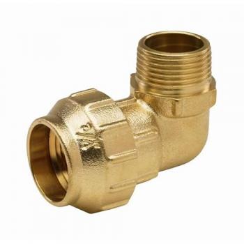Arco - Codo macho con tuerca externa fittings latón Medidas: 63x2