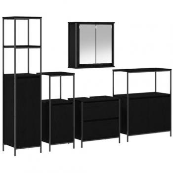 Black Oak Engineered Wood 5-Piece Bathroom Set