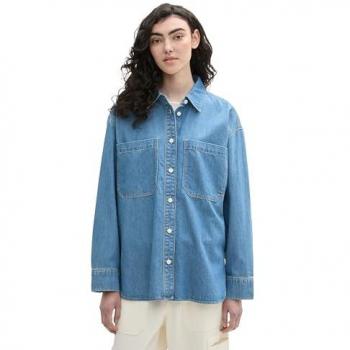 Chemise Denim Tom Tailor Teinte Bleue