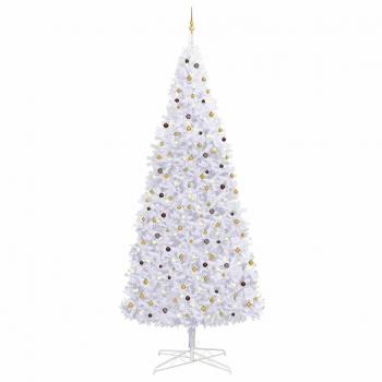 Arbre de Noël pré-éclairé avec boules décoratives 400 cm blanc
