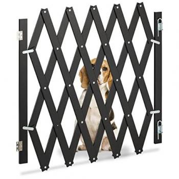 Barrière de sécurité Relaxdays pour animaux, extensible jusqu’à 126 cm, hauteur 70-82 cm, noir