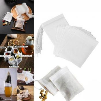 Eco-Friendly 100 Piece Mesh Tea Filters with Drawstrings