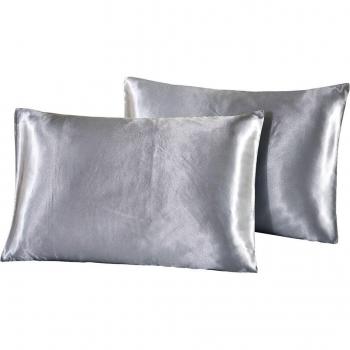 Luxury Mulberry Silk Satin Pillowcases - 2 Pack, Solid Color Bedding, Smooth Finish, 8 Color Options