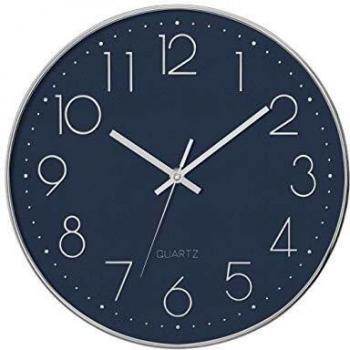 Pendule Silence Plastique Argent Bleu