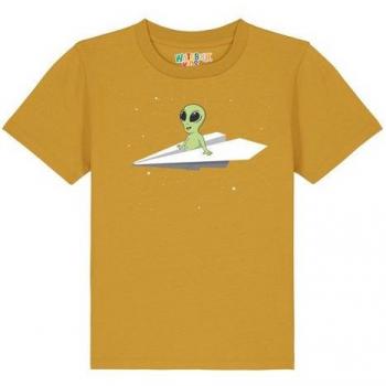 Watabout.kids Alien auf einem Papierflugzeug Kinder T-Shirt