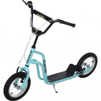 HOMCOM Scooter Tretroller Kinderroller Cityroller Kickboard mit Luftreifen 12 Zoll, ab 5 Jahre, Blau, 120x58x75-80cm