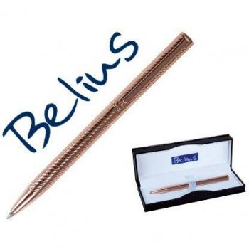 Boligrafo belius cascais oro rosa cuerpo cromado brillo en estuche
