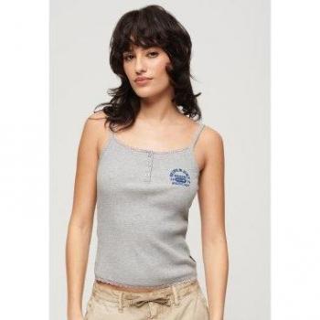 Top Superdry Mujer Gris Essential con Tirantes y Detalle de Botón