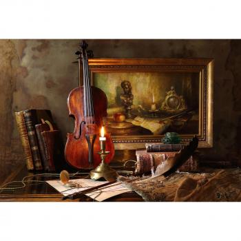 Papermoon Photo-Art Tapete: Violin-Stillleben in lebendigen Farben