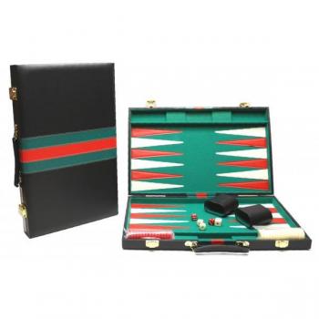 Backgammon Koffer 46cm Met Groen/Rode Bies