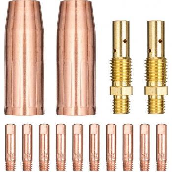 14-Piece Contact Tips and Gas Nozzles Set for Tweco Mini/1 & Lincoln Magnum 100L