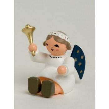 Sitzender Engel mit Glocke, 4 cm, Kunstgewerbe-Werkstätten Olbernhau