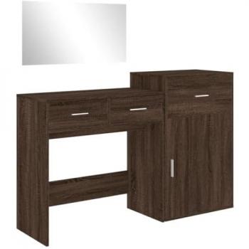 VidaXL 3 Piece Dressing Table Set Brown Oak Engineered Wood