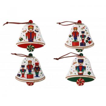 Set 4 Sottobicchieri Decorativi Campane Lo Schiaccianoci in Ceramica 11x12cm BRANDANI